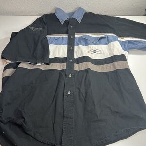 Express Rider Western Shirt Men’s XL Long Sleeve Denim Light Blue/Black/White